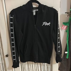 VS Pink black zip- up hoodie size XS